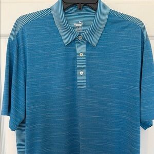 Puma Men’s Teal/Blue Striped Performance Polo